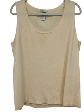 Neiman Marcus 100% Cashmere Shell Tank Top Sweater Sleeveless Cream Ivory 1X